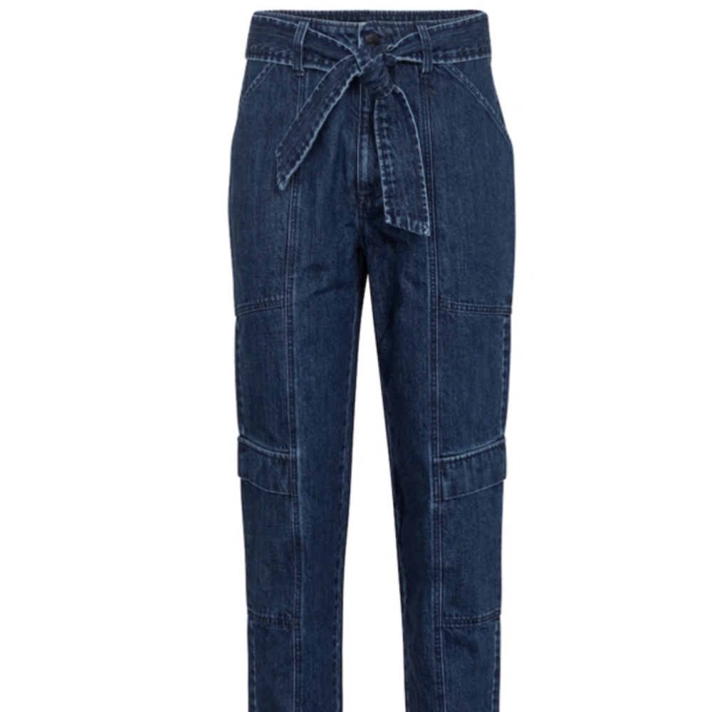 J brand Athena Belted High-rise Tapered Jeans In Denim-drk